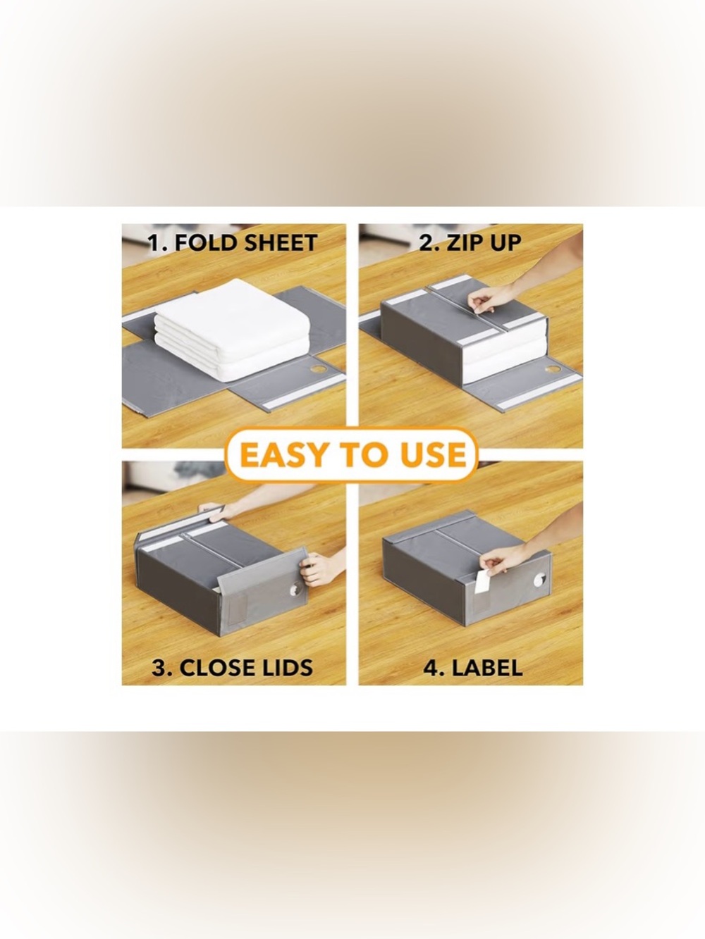 Grey Full, Queen and King Sheet Organizers - Set of 4 - Picture 4 of 8